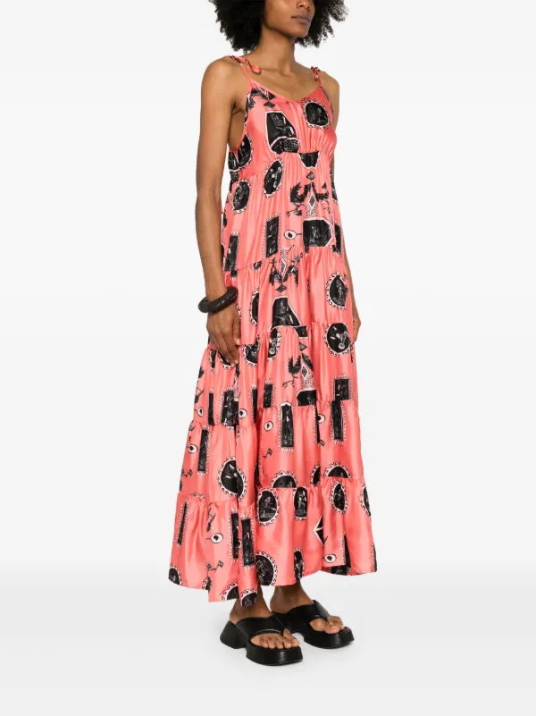 Rianna Nina Tependris Volant Sonia maxi-jurk Roze FARFETCH NL