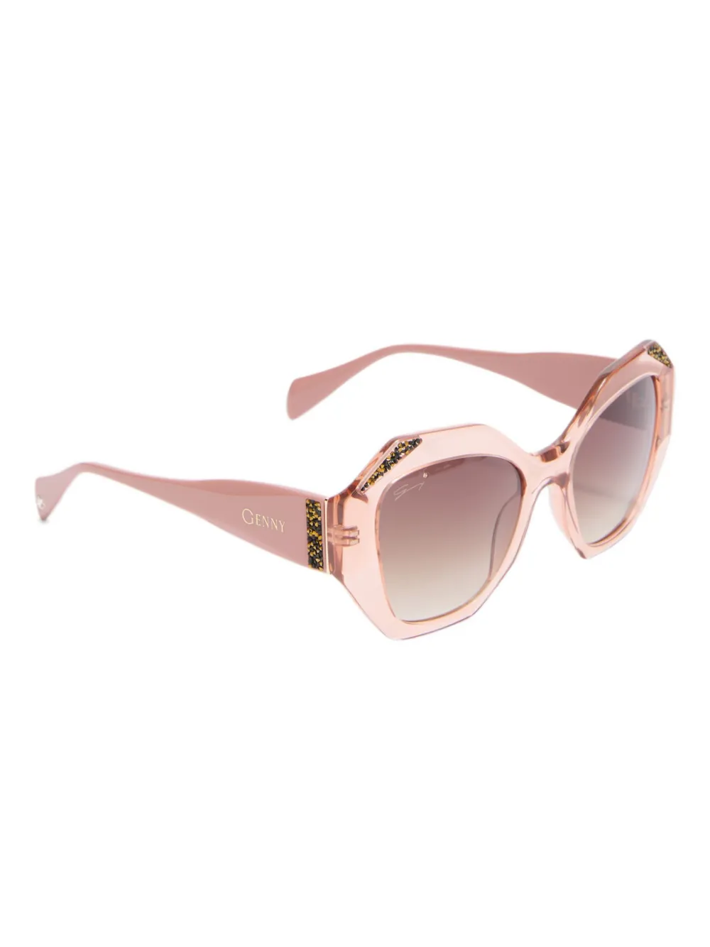 Genny octagonal-frame embellished sunglasses - Roze