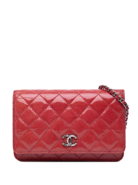 CHANEL Pre-Owned 2014 Paris Dallas CC Patent Goatskin Wallet on Chain crossbody bag