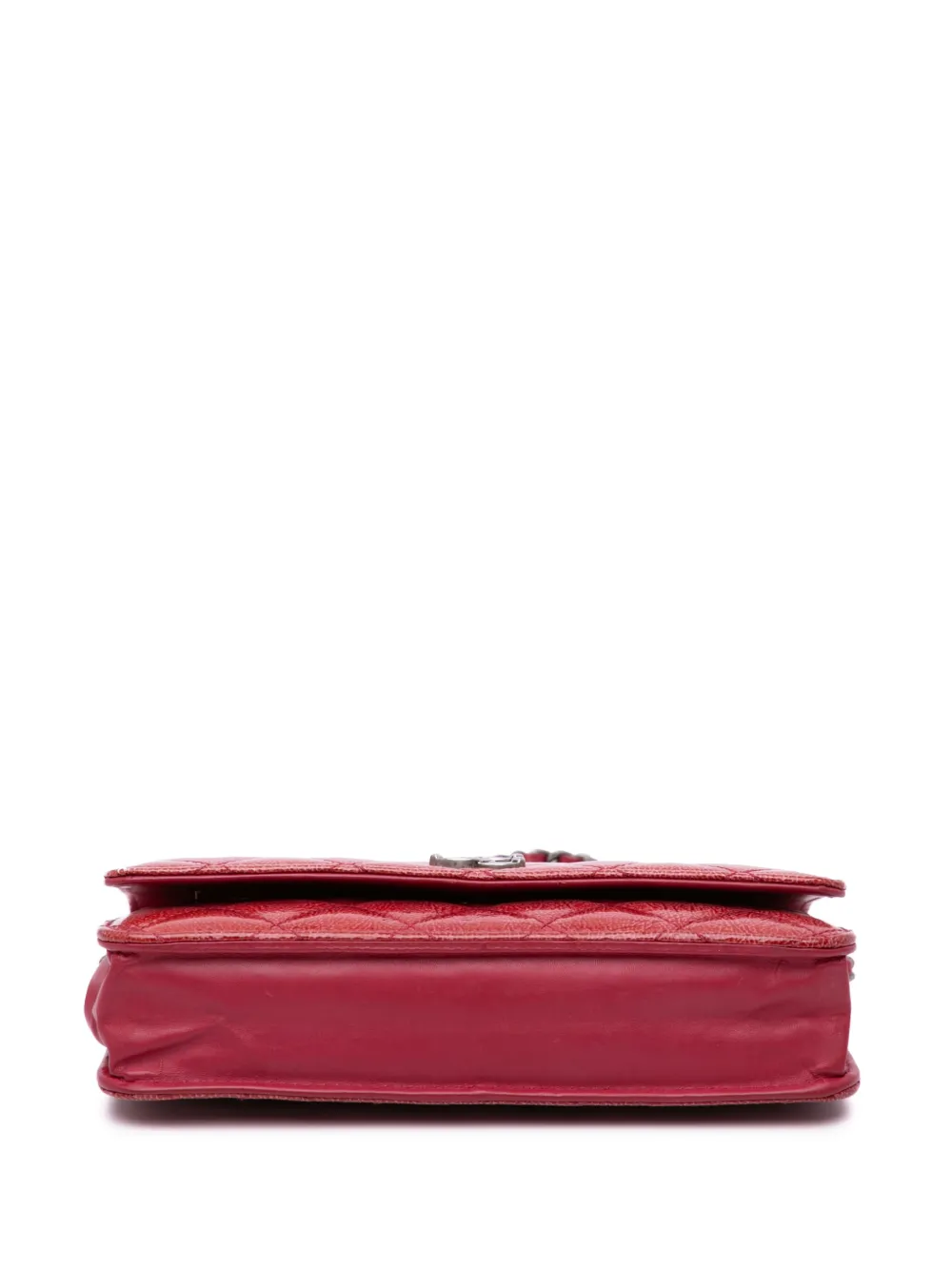 Pre-owned Chanel 2014 Paris Dallas Cc Patent Goatskin Wallet On Chain Crossbody Bag In Red