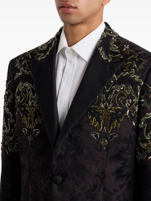 ETRO floral-embroidered single-breasted Blazer Black FARFETCH PH