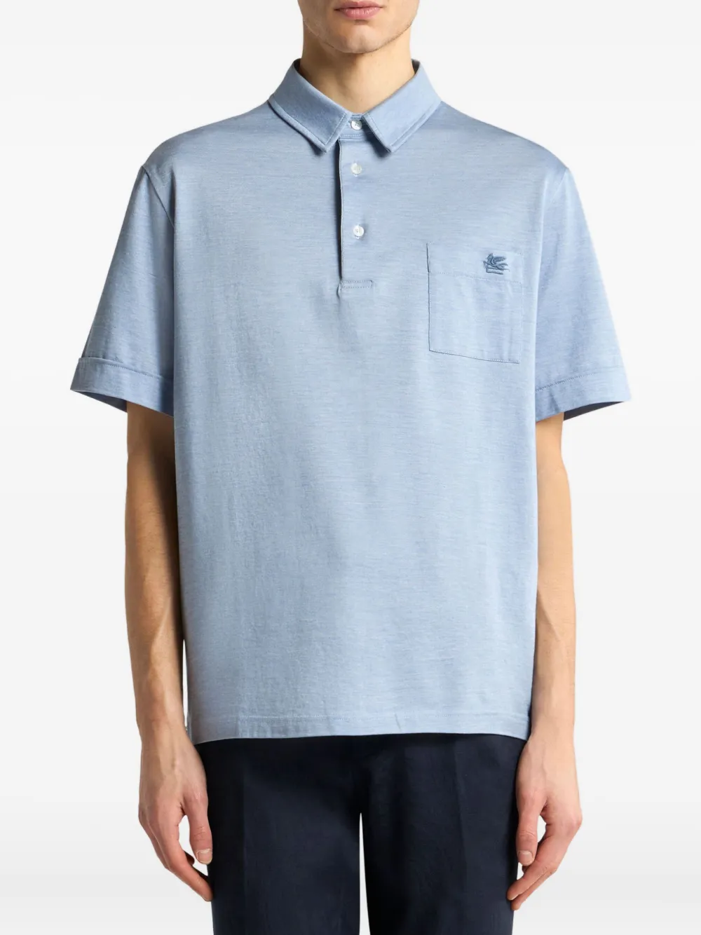 ETRO Poloshirt met geborduurd logo Blauw