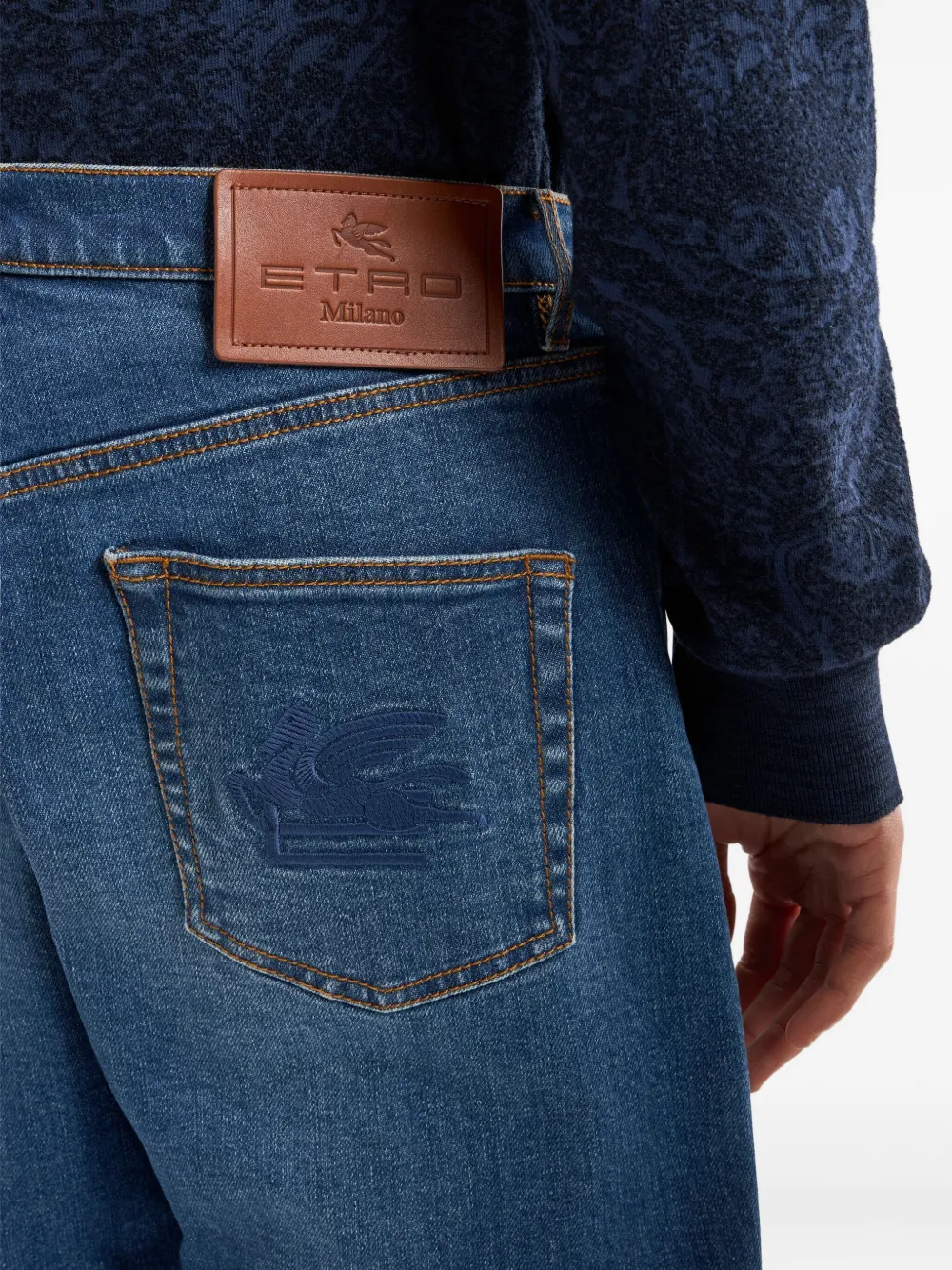 ETRO Jeans met Pegaso-borduurwerk Blauw