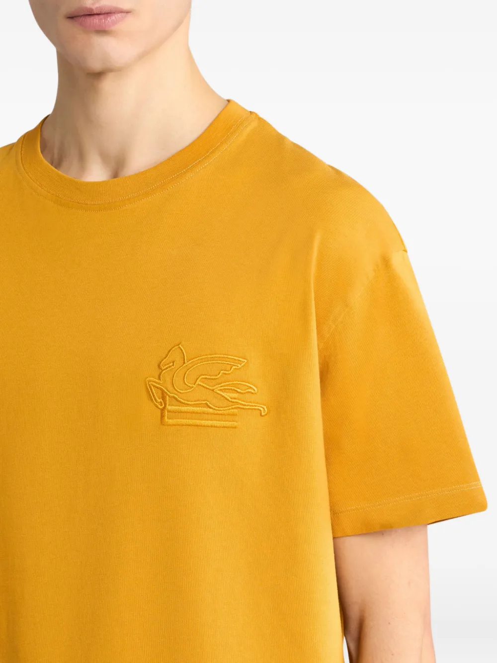 ETRO T-shirt met geborduurd logo Geel