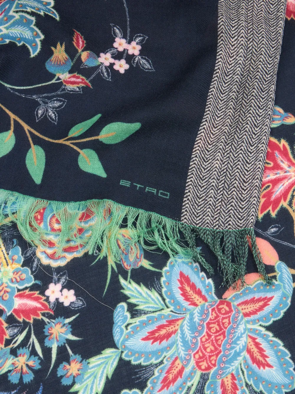 ETRO Wollen sjaal met pauwprint Blauw