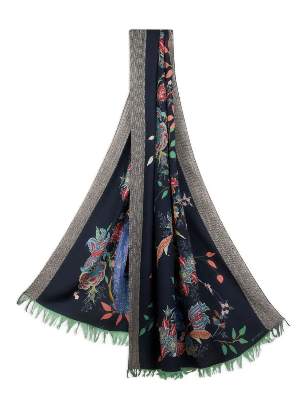 ETRO Wollen sjaal met pauwprint Blauw