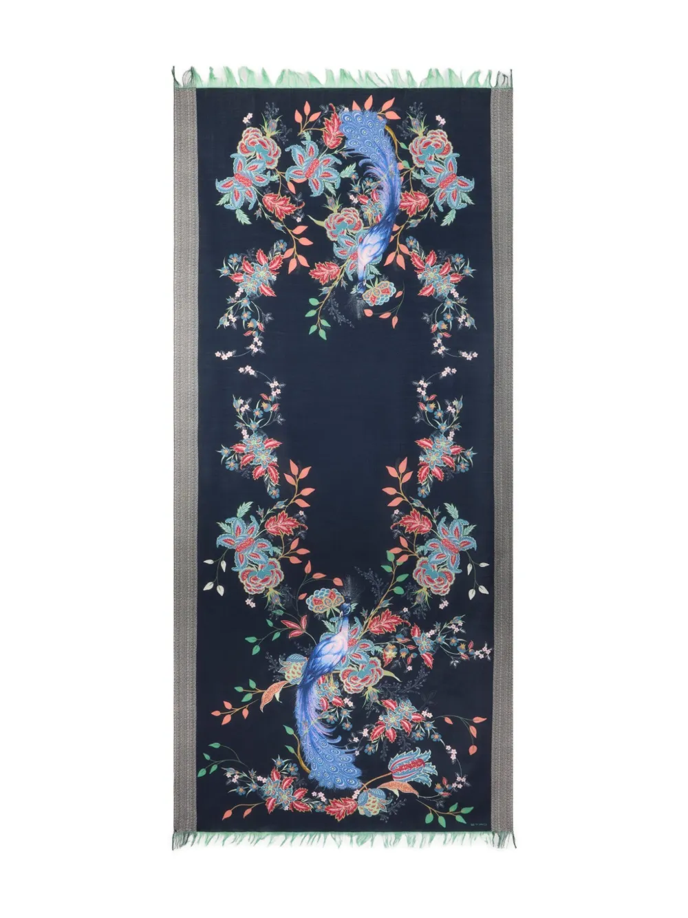 ETRO Wollen sjaal met pauwprint Blauw