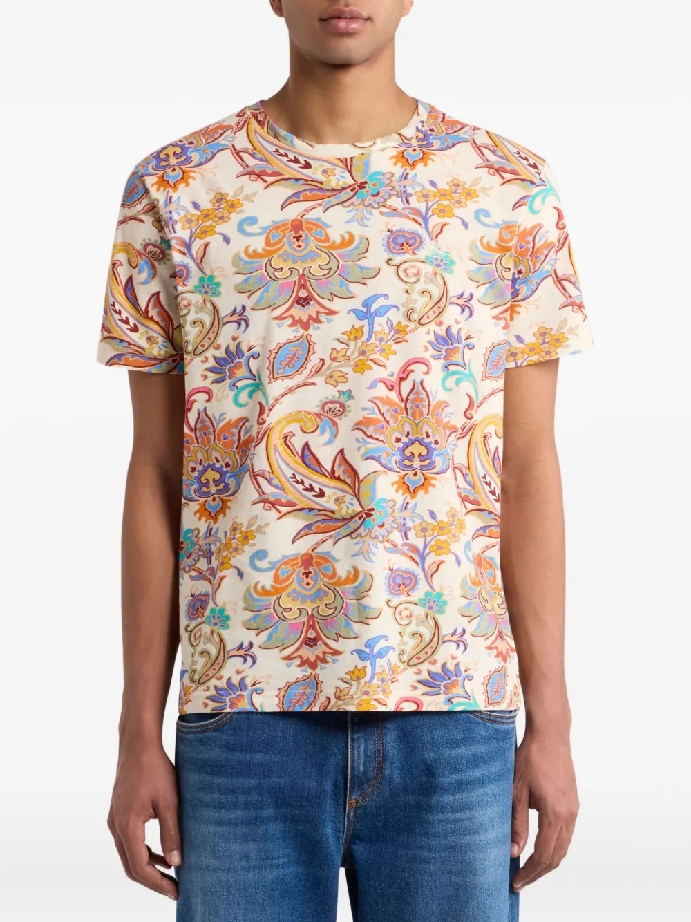 ETRO T-shirt met paisley-print Beige