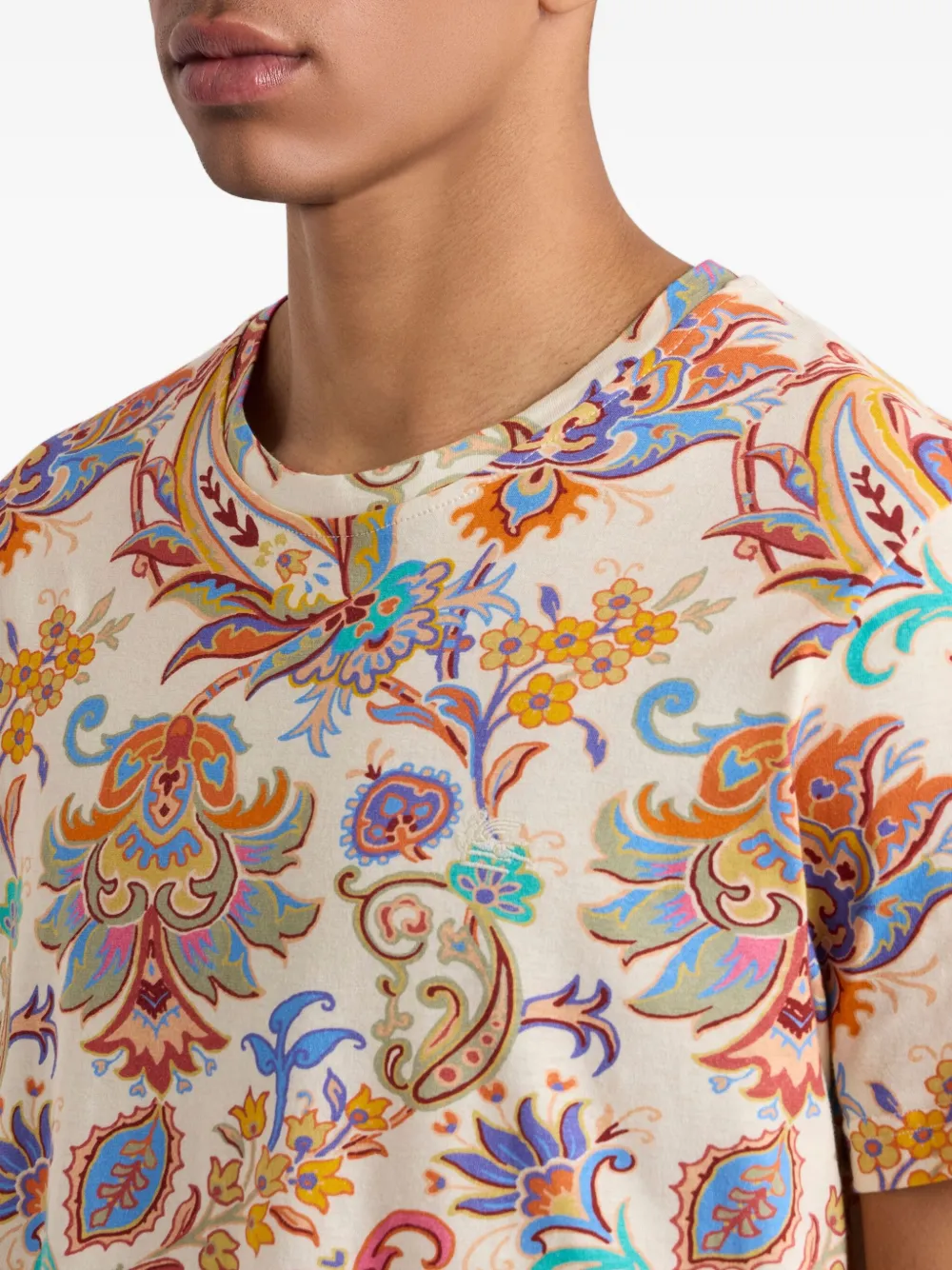 ETRO T-shirt met paisley-print Beige