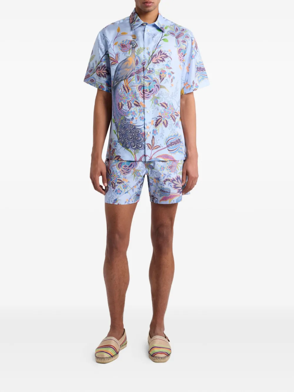 ETRO Zwembroek met bloemenprint Blauw