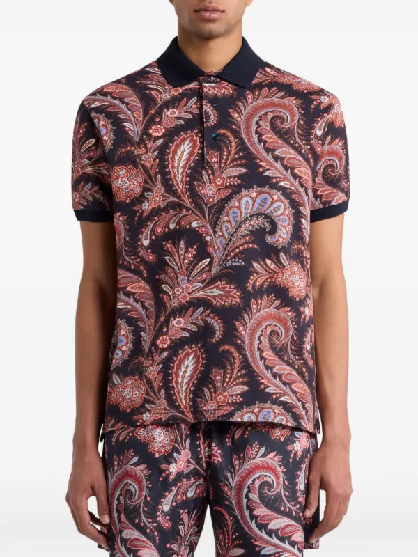 エトロ ポロシャツ　ペイズリー ETRO ペイズリー ポロシャツ | ブラック | FARFETCH JP