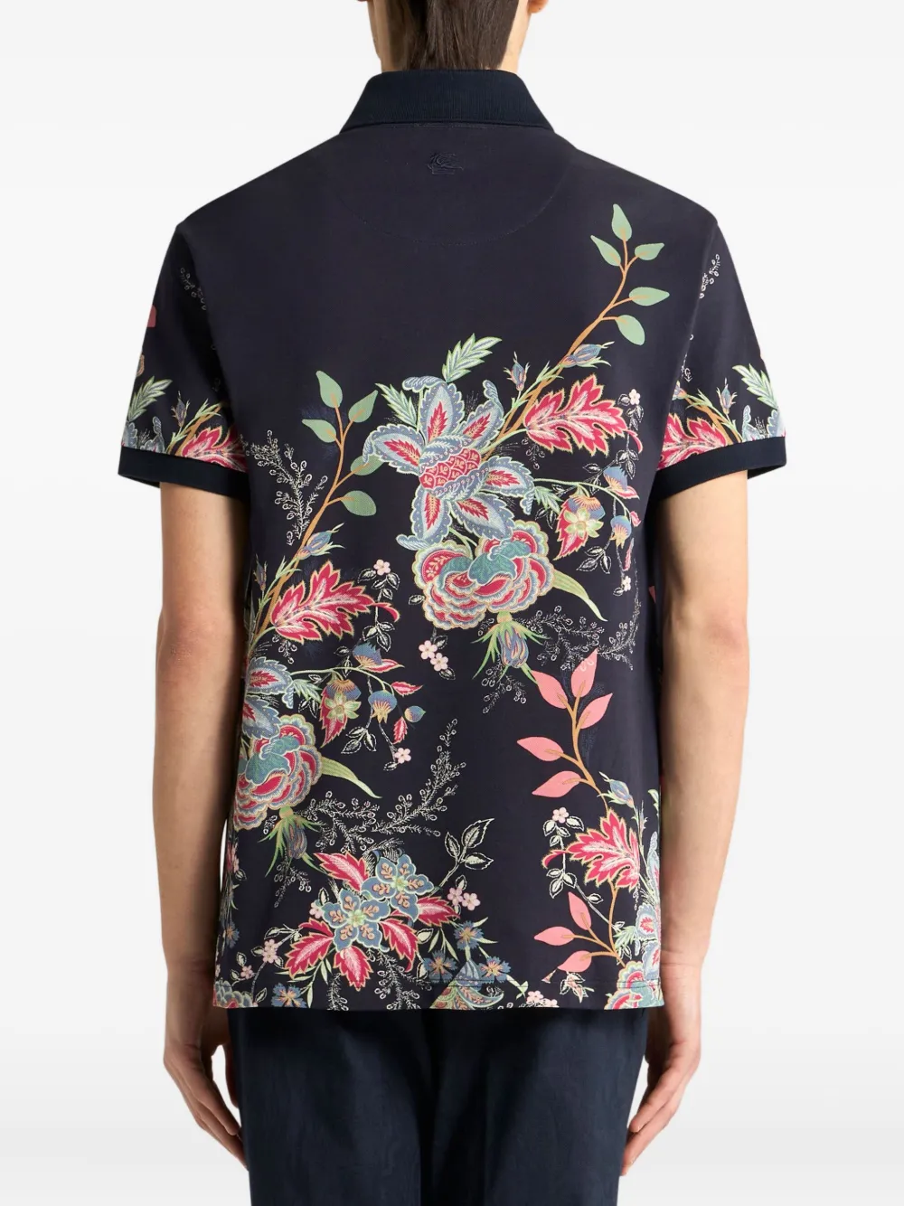 ETRO Flowers and Peacock poloshirt Blauw