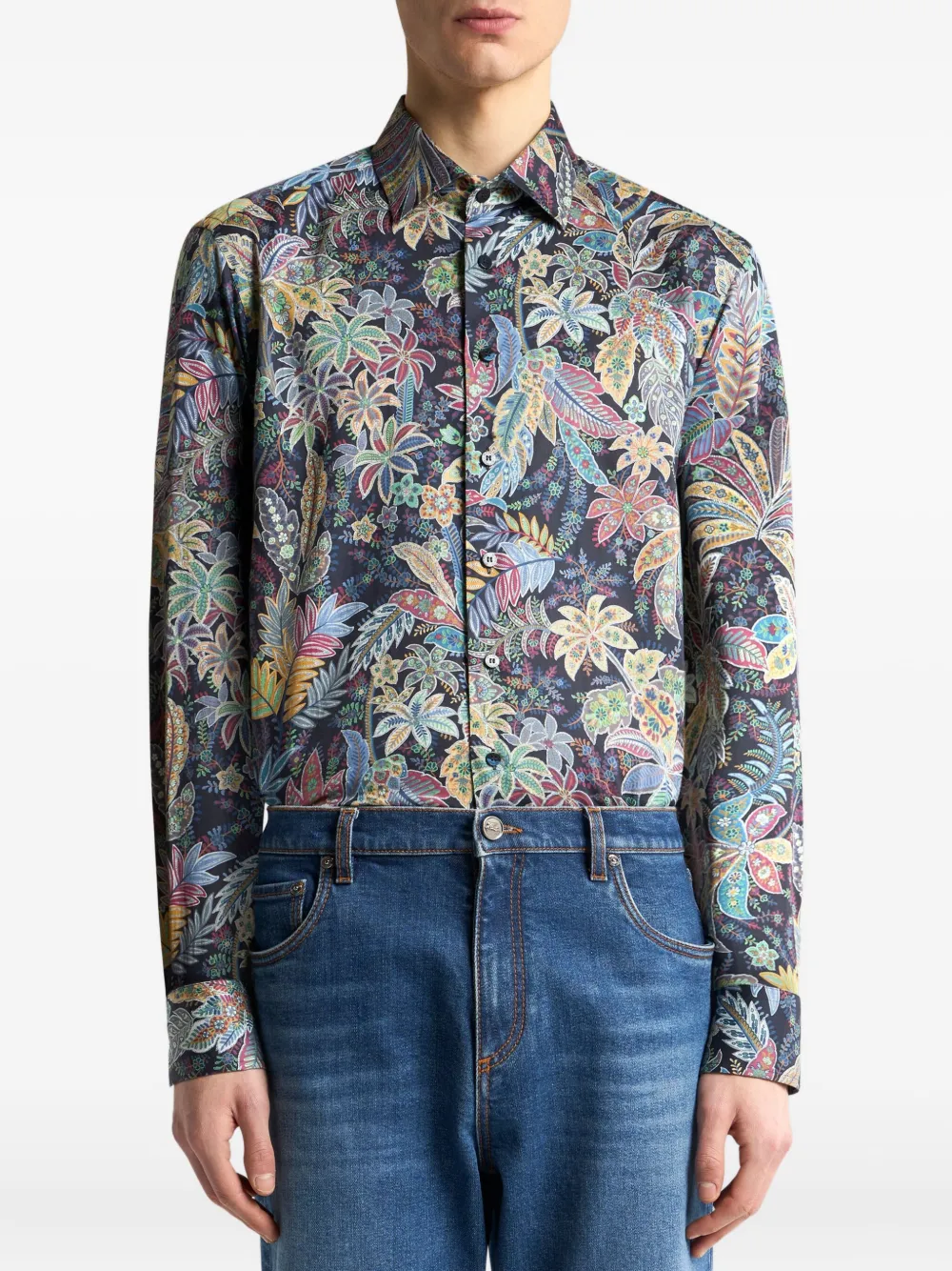 ETRO Overhemd met botanische print Blauw