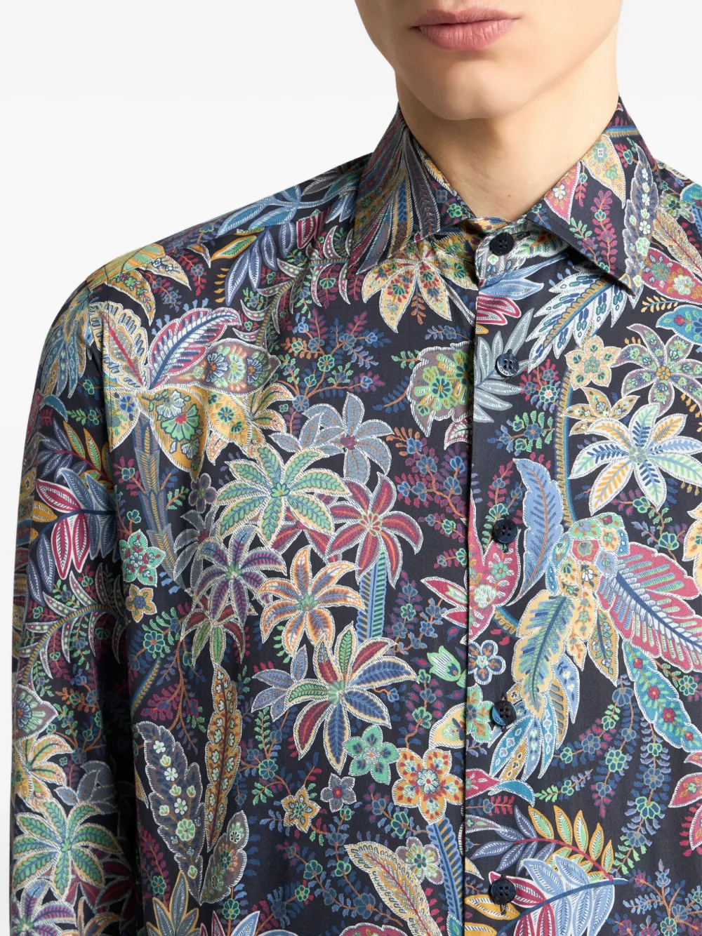 ETRO Overhemd met botanische print Blauw