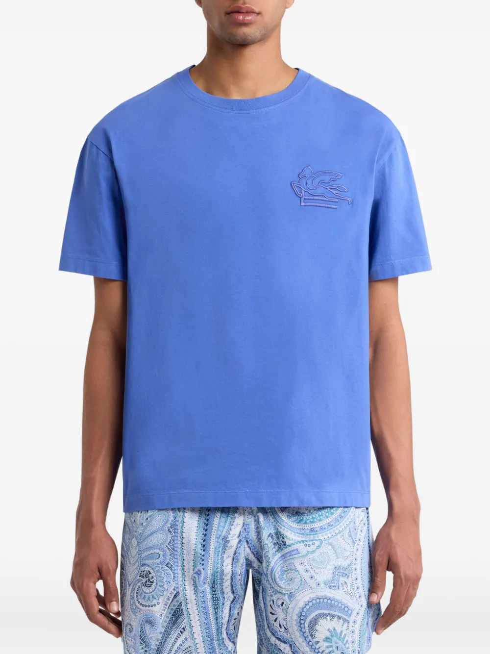 ETRO T-shirt met geborduurd logo Blauw