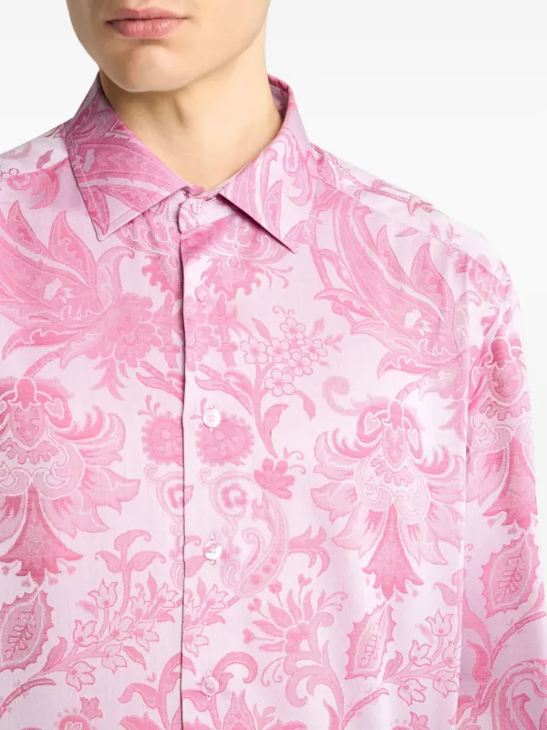 Etro ベージュ、レッド、ピンク、のペイズリー柄パッチワークシャツドレス 中古・古着通販】ETRO (エトロ) ペイズリー柄シャツ ピンク