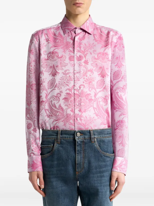 美品⭐️ETRO ペイズリー 長袖シャツ ピンク 40 Lサイズ相当 美品⭐️ETRO ペイズリー 長袖シャツ ピンク 40 Lサイズ相当