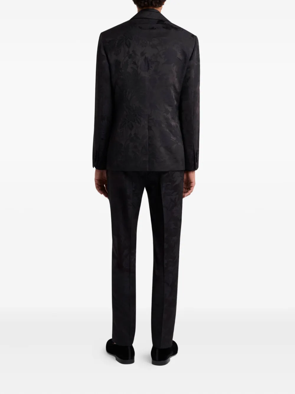 ETRO Blazer met enkele rij knopen en Peacock-jacquard Zwart