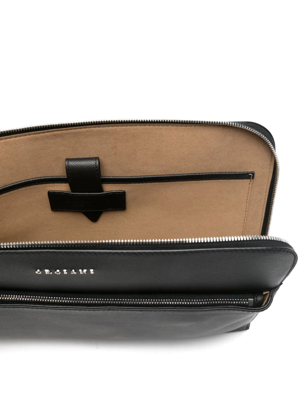 Orciani Leren laptoptas Zwart