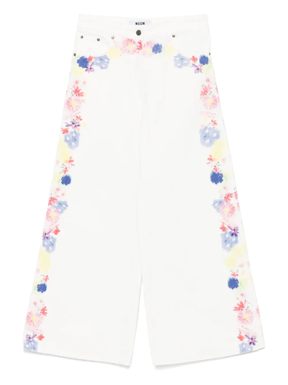 MSGM Jeans met bloemenprint Wit