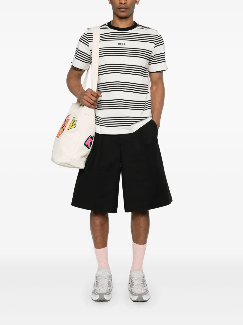 MSGM Gestreept T-shirt - Zwart