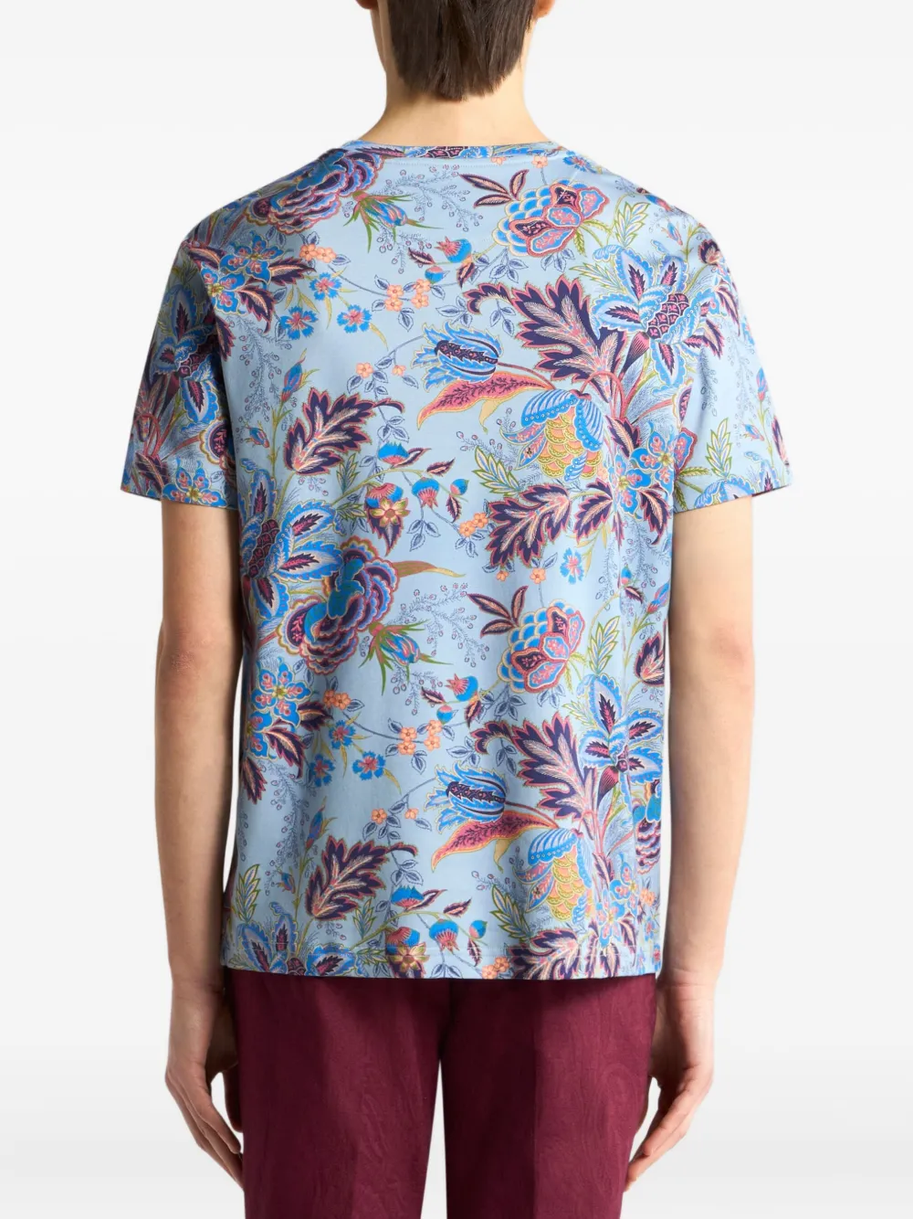 ETRO T-shirt met bloemenprint Blauw