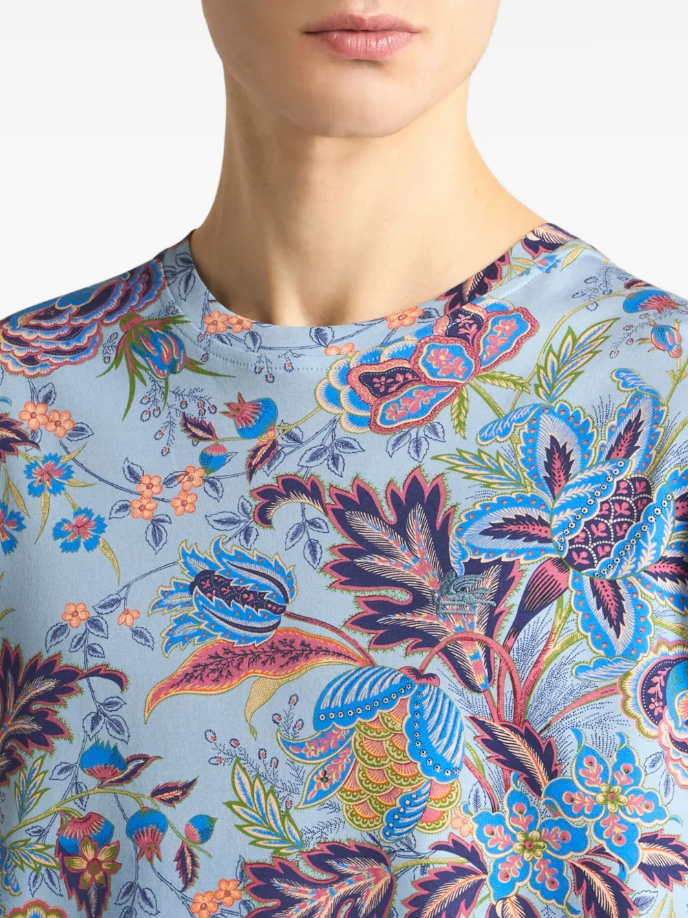 ETRO T-shirt met bloemenprint Blauw