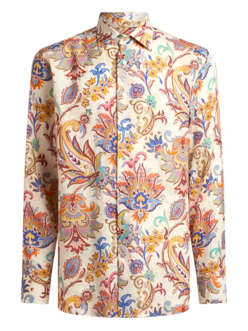 Chemise en lin à imprimé cachemire - ETRO - Modalova