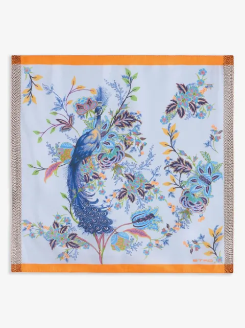 ETRO Einstecktuch mit Pfauen-Print