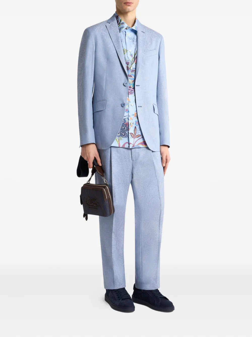 ETRO Katoenen broek met paisley-jacquard - Blauw