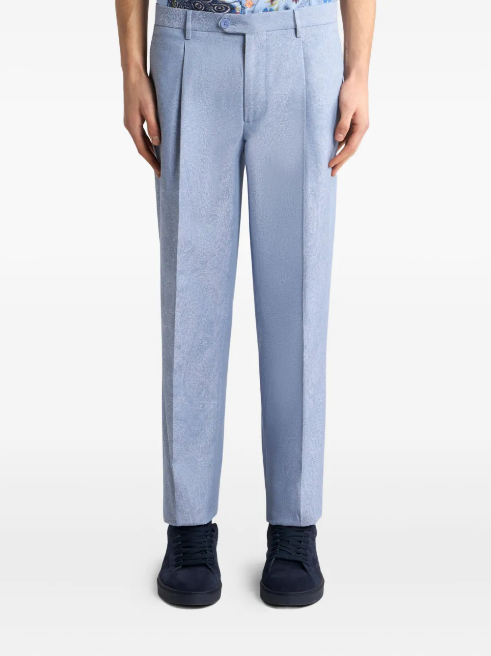 ETRO Katoenen broek met paisley-jacquard Blauw