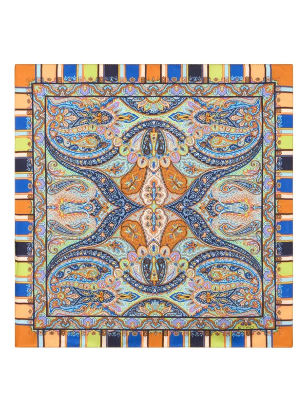 【新品同様】ETRO スカーフ　ポケットチーフ　総シルク　希少 ETRO シルク ポケットチーフ | ブルー | FARFETCH JP