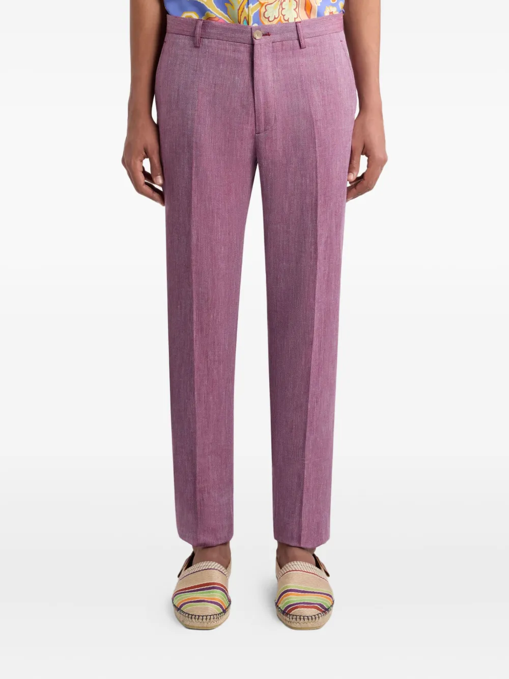 ETRO Slub linnen broek Roze
