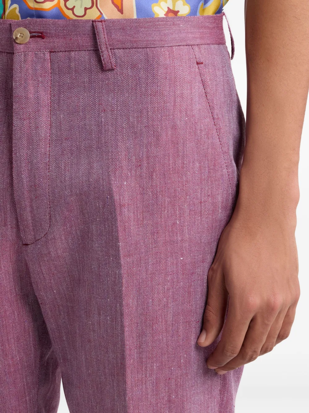 ETRO Slub linnen broek Roze