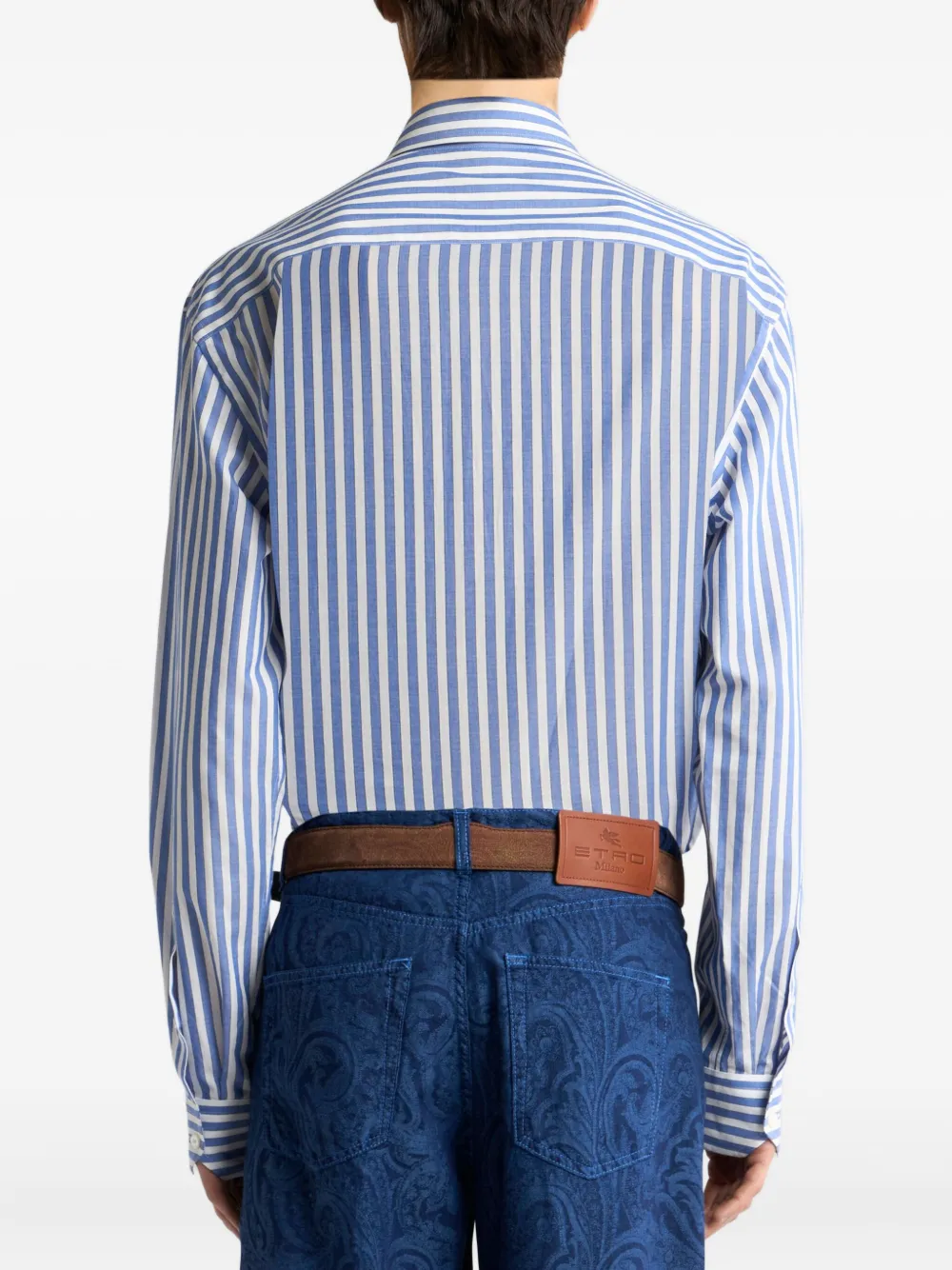 ETRO Gestreept overhemd met borduurwerk Blauw