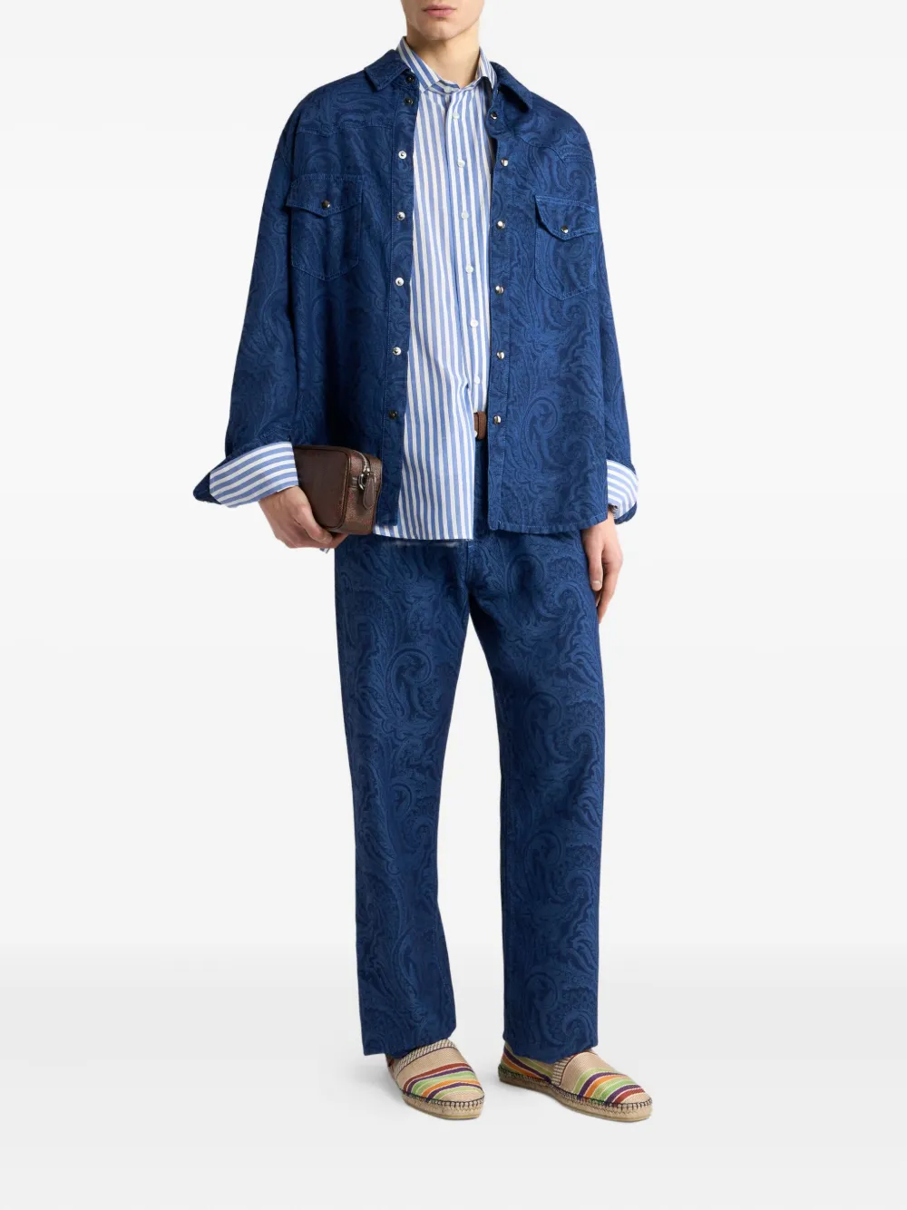 ETRO Gestreept overhemd met borduurwerk Blauw