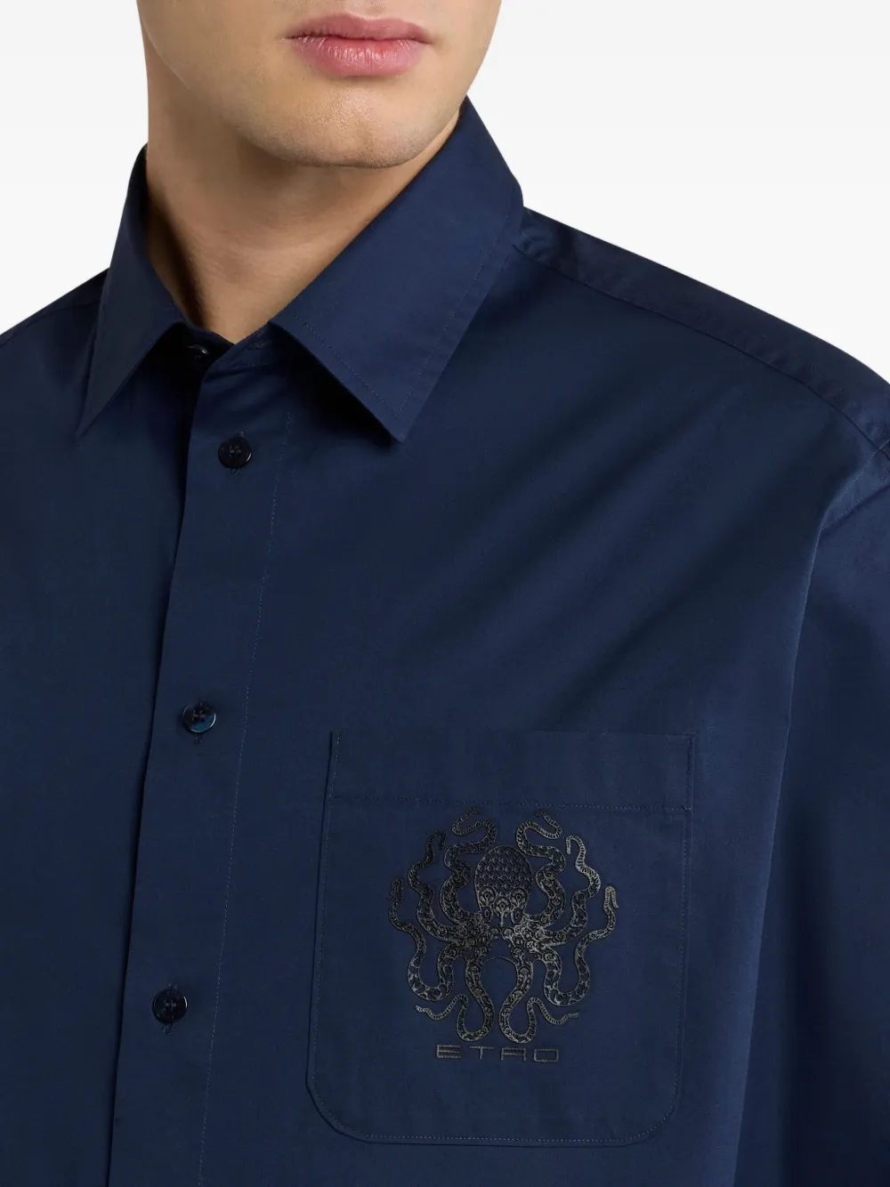 ETRO Overhemd met geborduurd logo Blauw
