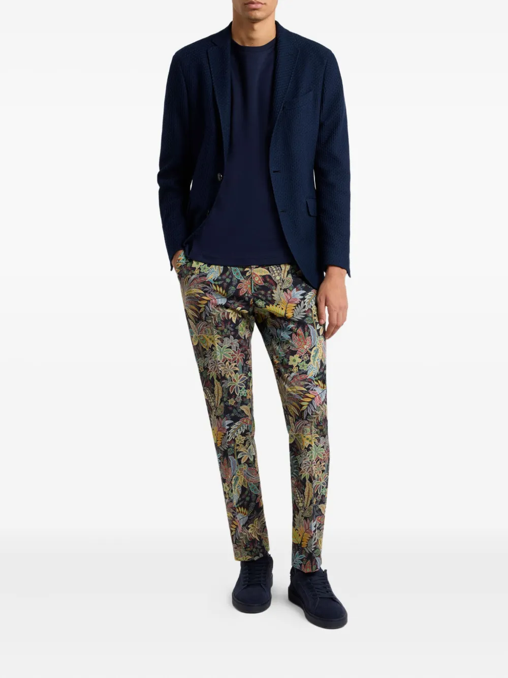ETRO Gabardine broek met botanische print - Zwart