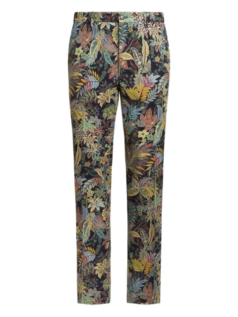 ETRO botanical-print gabardine trousers
