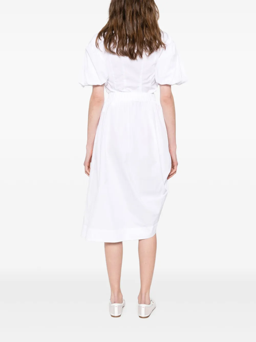 Simone Rocha Midi-rok met gesmockte split Wit