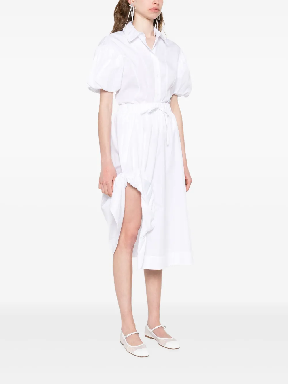 Simone Rocha Midi-rok met gesmockte split Wit