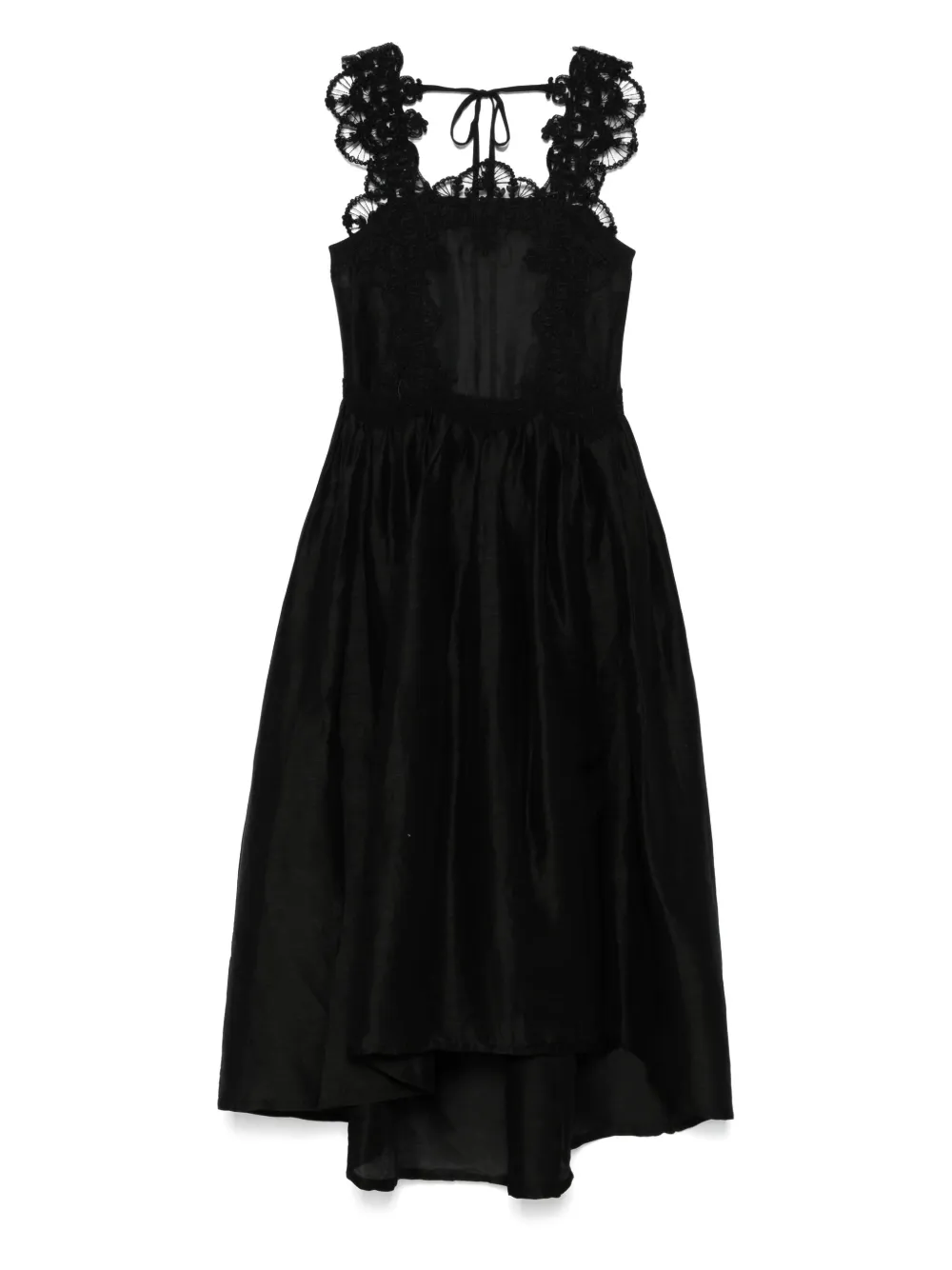 MAURIZIO MYKONOS Maxi-jurk met open rug en kanten detail Zwart