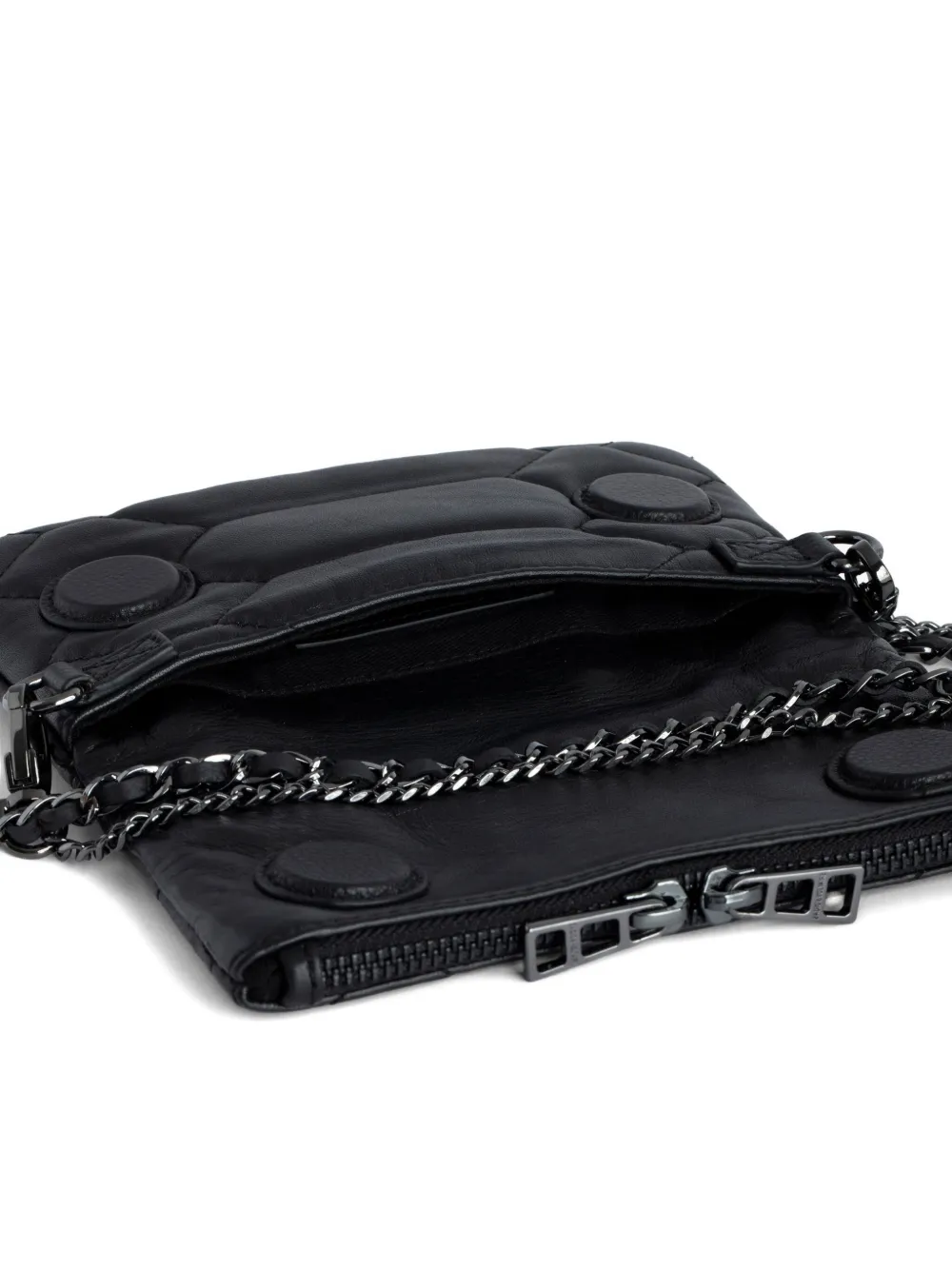 Zadig&Voltaire Rock Nano gewatteerde clutch met ketting Zwart