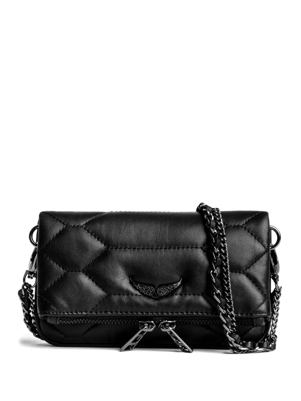 Zadig&Voltaire Rock Nano gewatteerde clutch met ketting Zwart