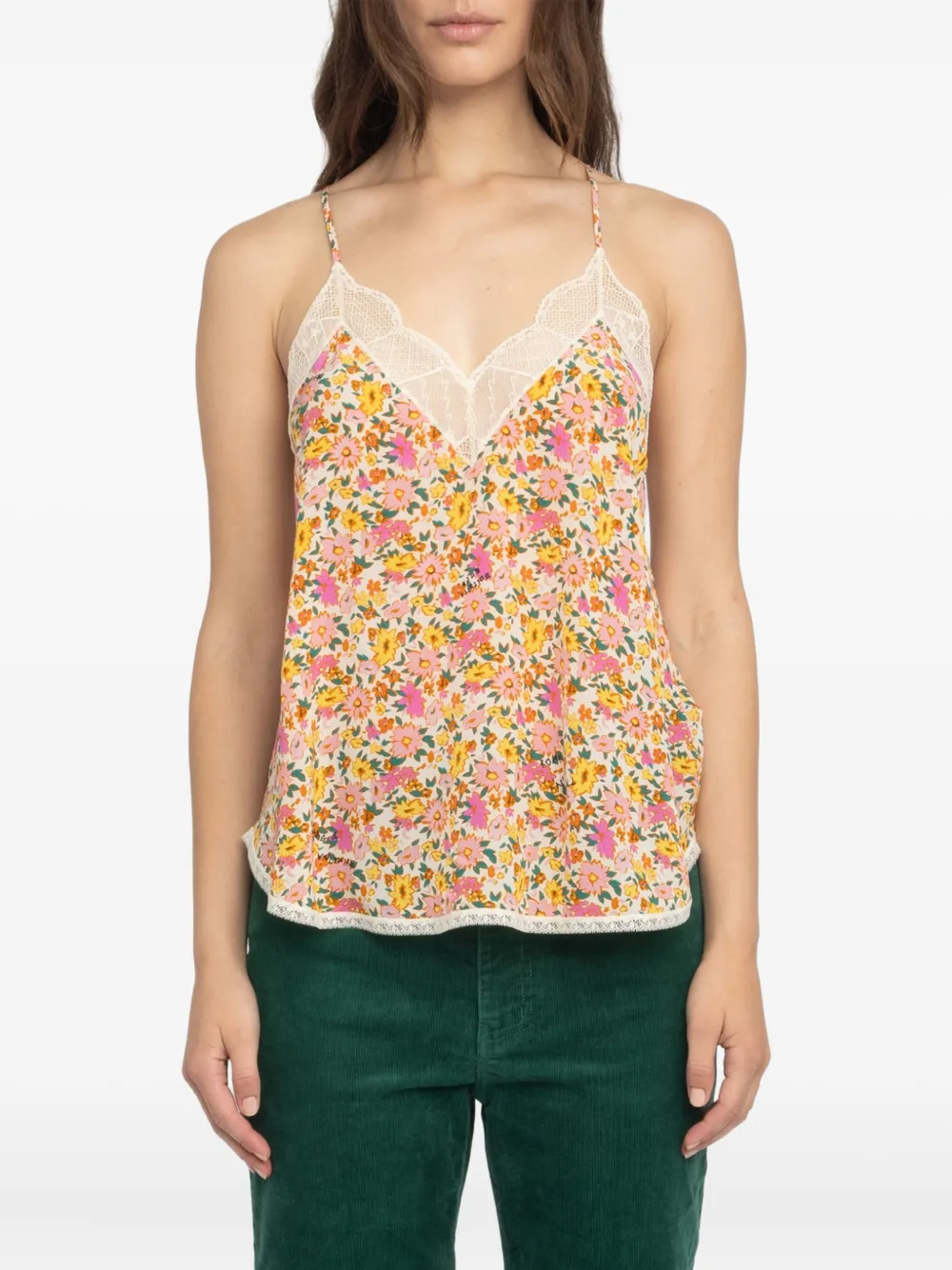 Zadig&Voltaire floral-print lace-trim top