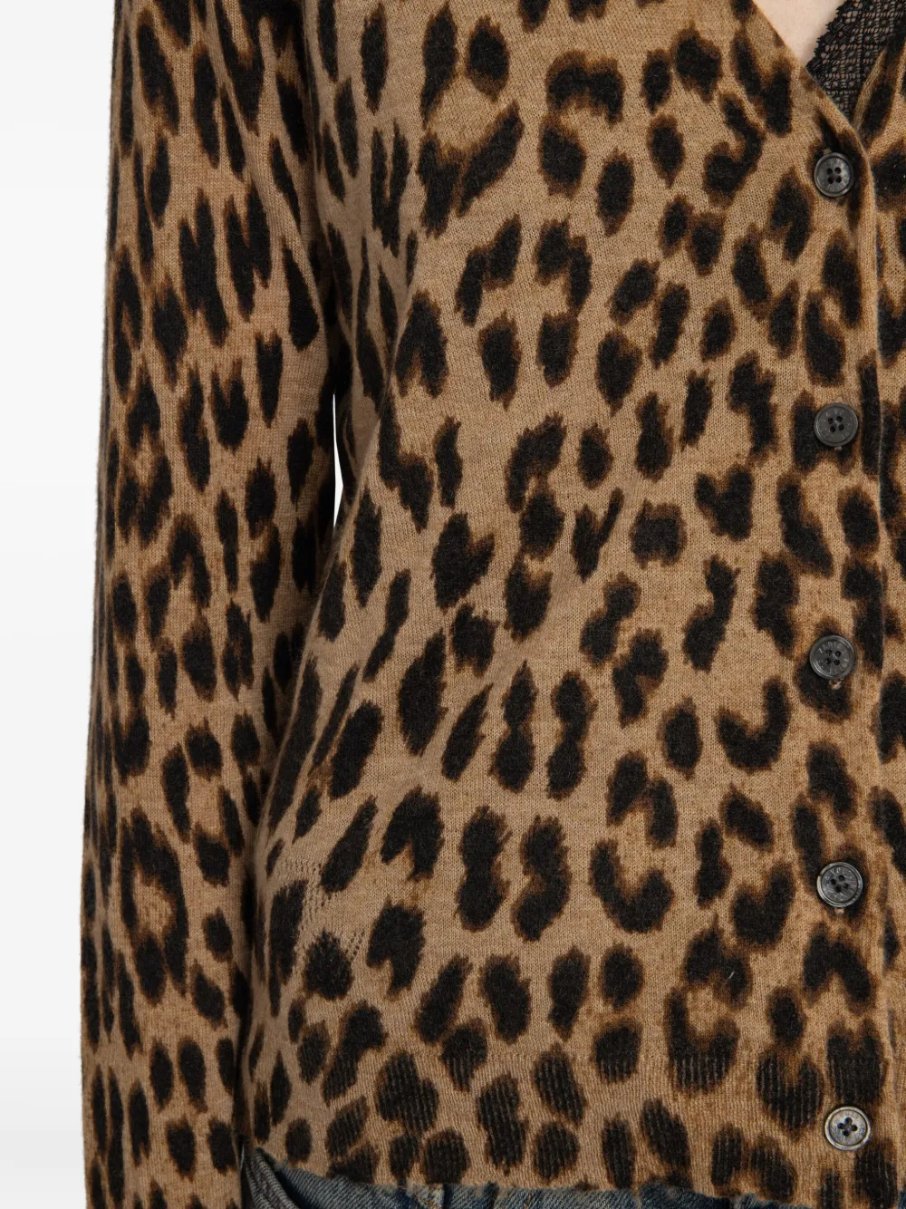 Zadig&Voltaire Manala leopard-print button cardigan Bruin