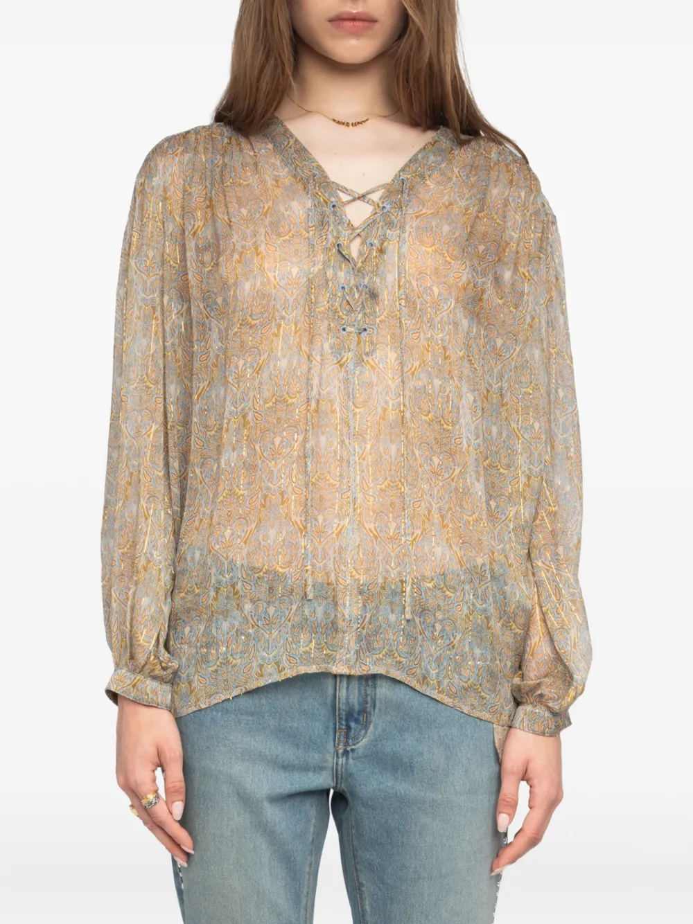 Zadig&Voltaire Tamela lace-up blouse Bruin