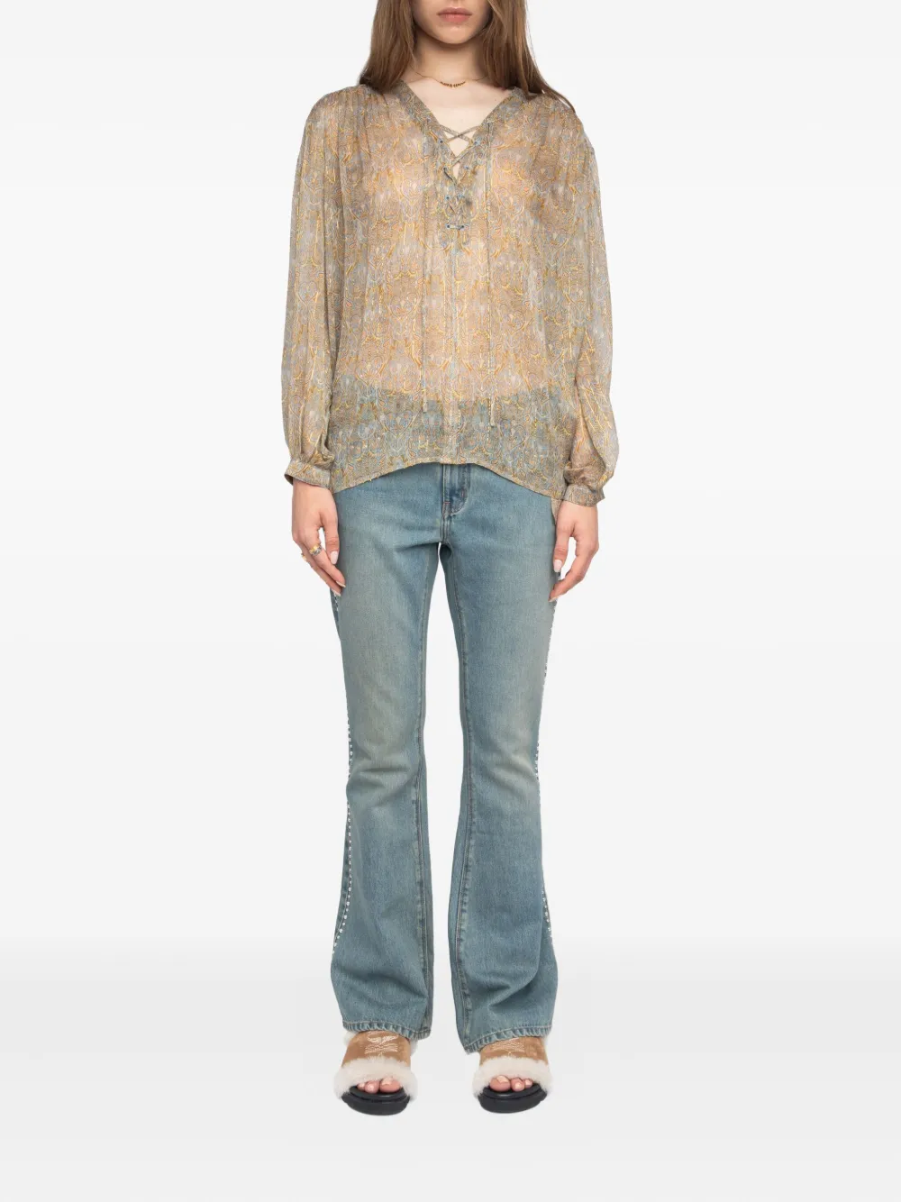 Zadig&Voltaire Tamela lace-up blouse Bruin