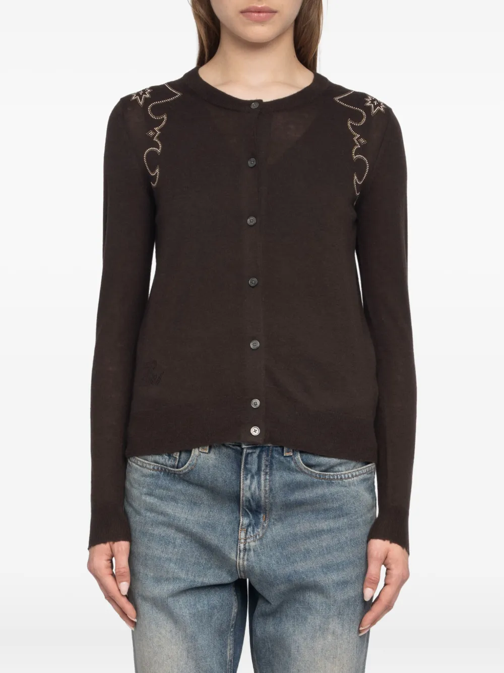 Zadig&Voltaire Verfraaid kasjmier vest Bruin