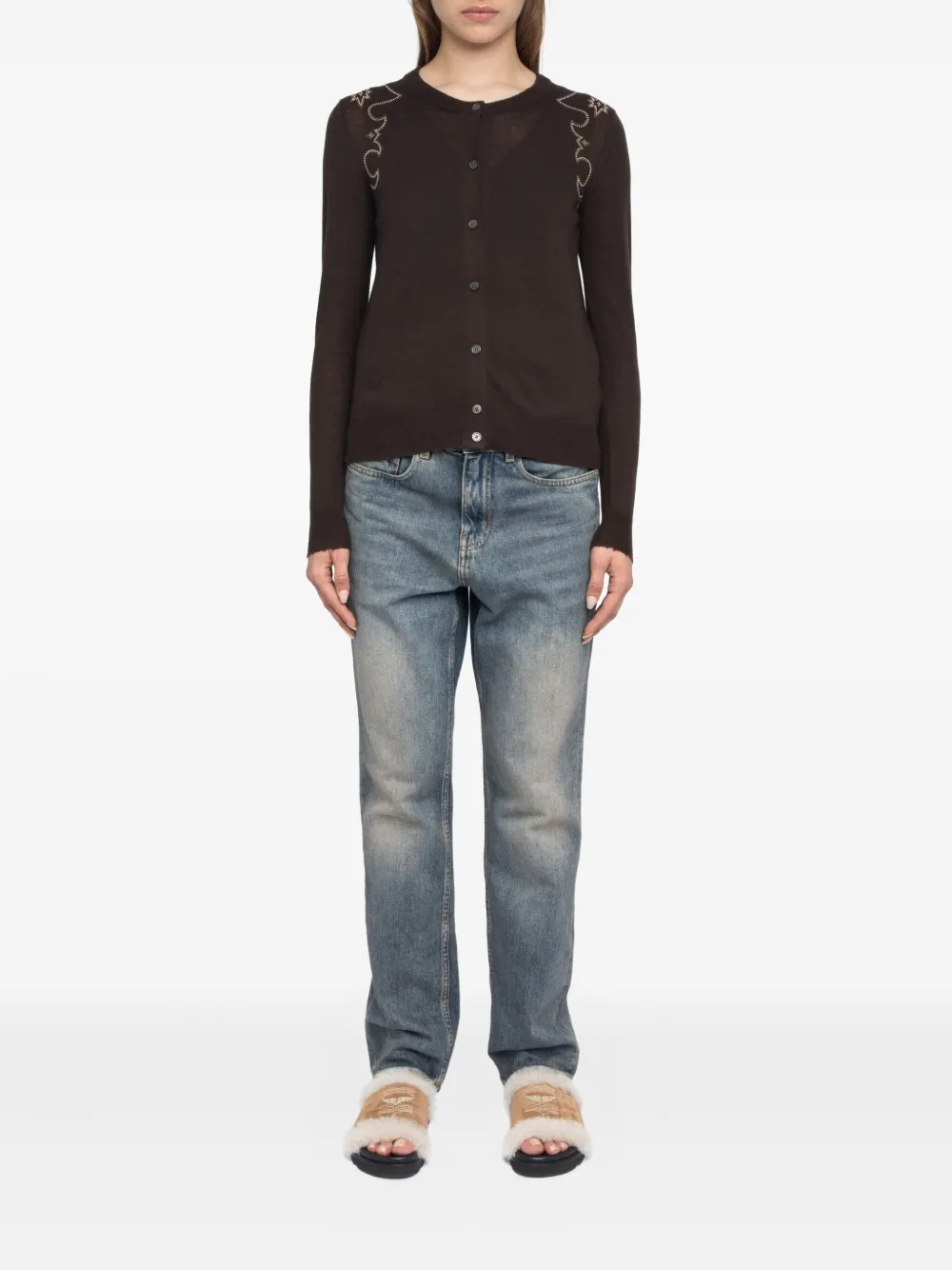 Zadig&Voltaire Verfraaid kasjmier vest Bruin